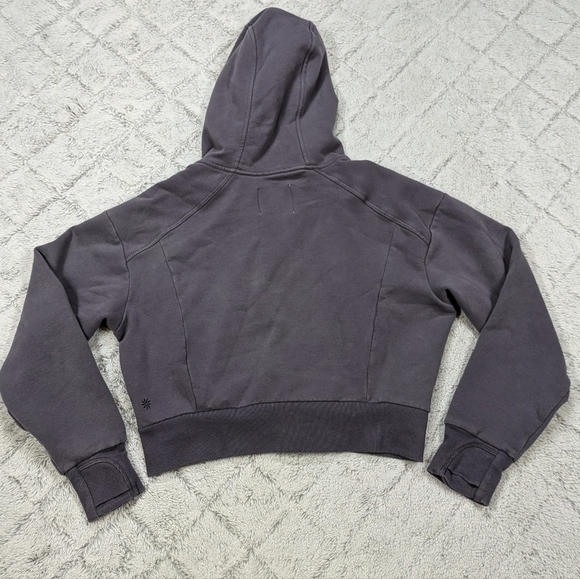 Athleta Girl Jacket Kids L/12 Purple Dusk Violet Retroactive Midi Full Zip Hood  - Picture 7 of 9